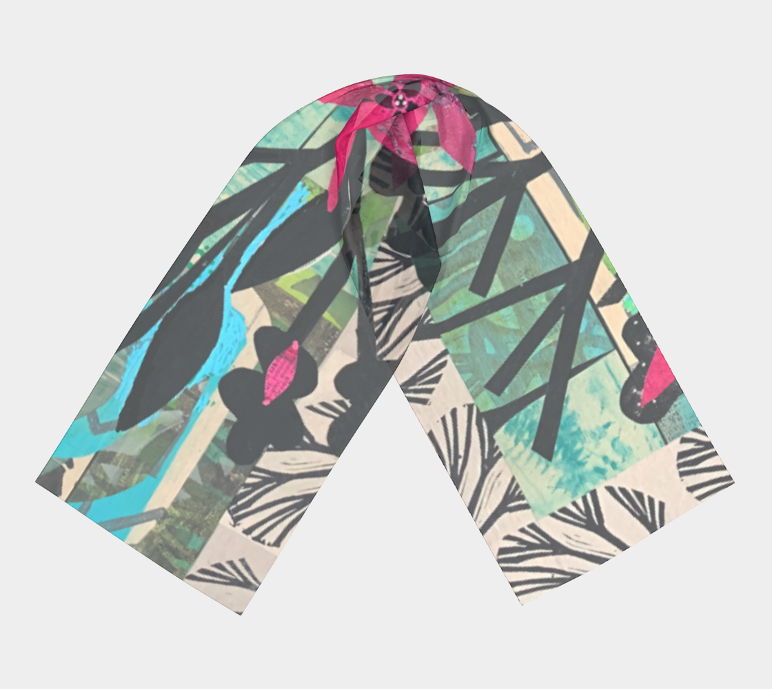 Colorful scarf with abstract design on a light gray background