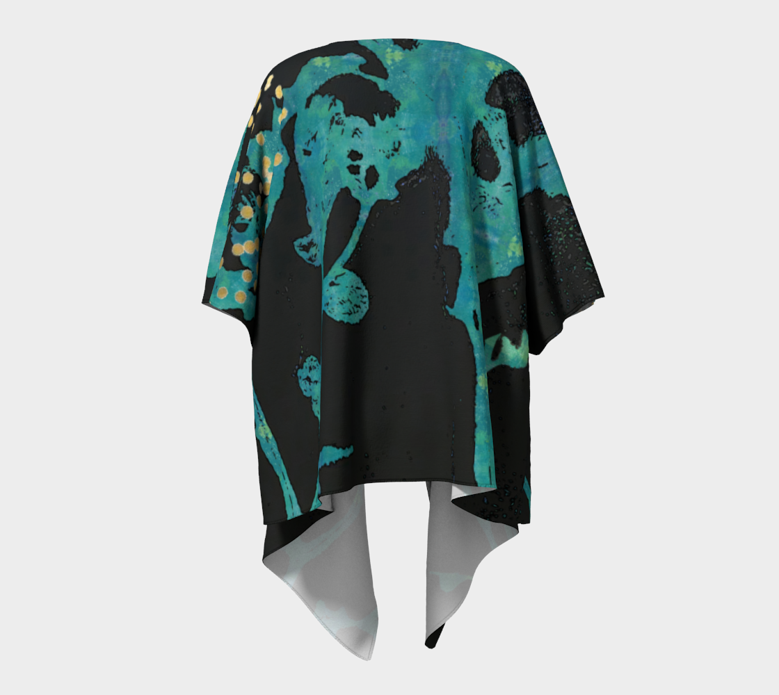 Teal Wildflower Draped Kimono