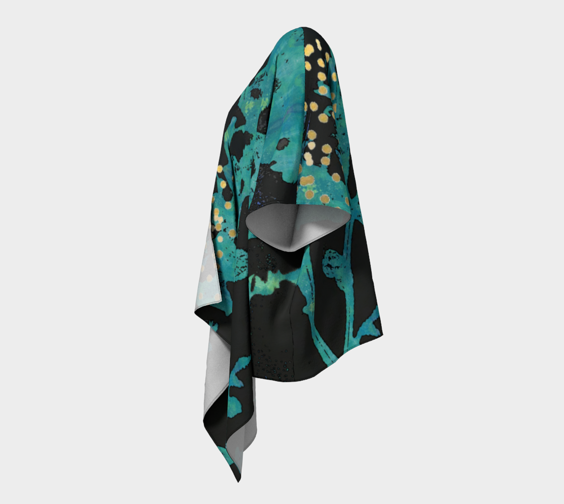 Teal Wildflower Draped Kimono