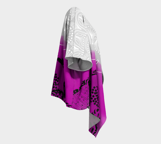 Fuchsia Rings Abstract Art - Draped Kimono Shawl