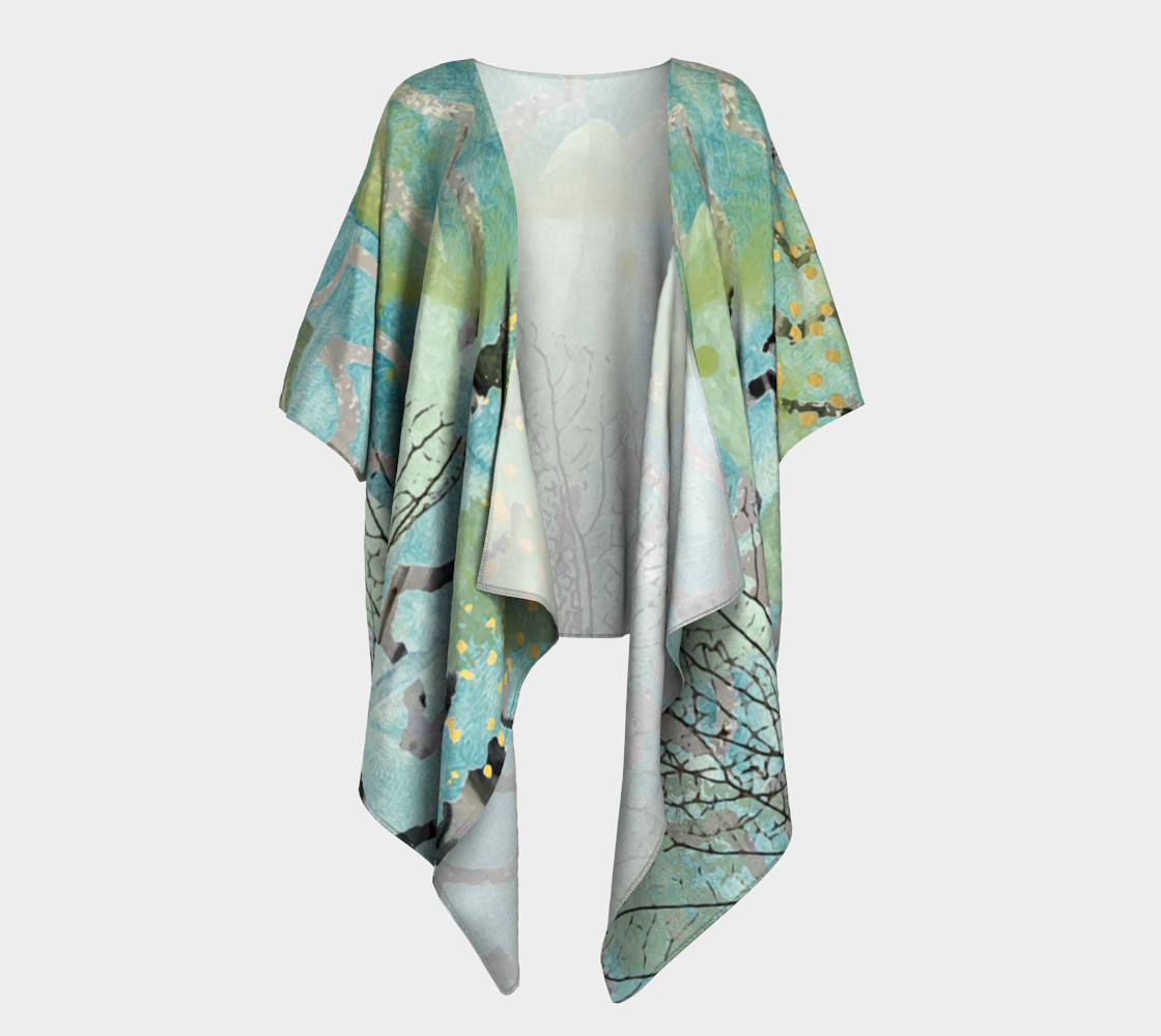 Teal Hydrangea Draped Kimono