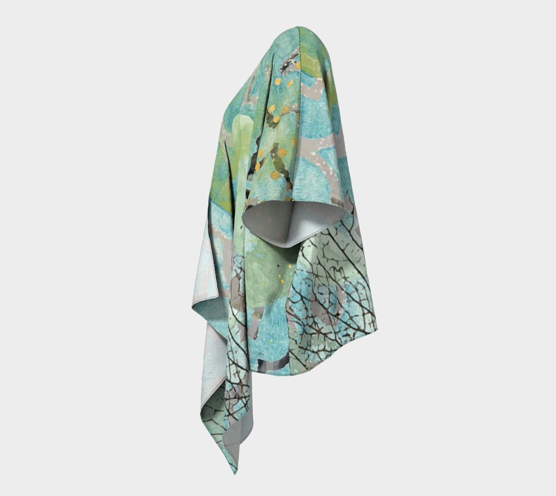 Teal Hydrangea Draped Kimono
