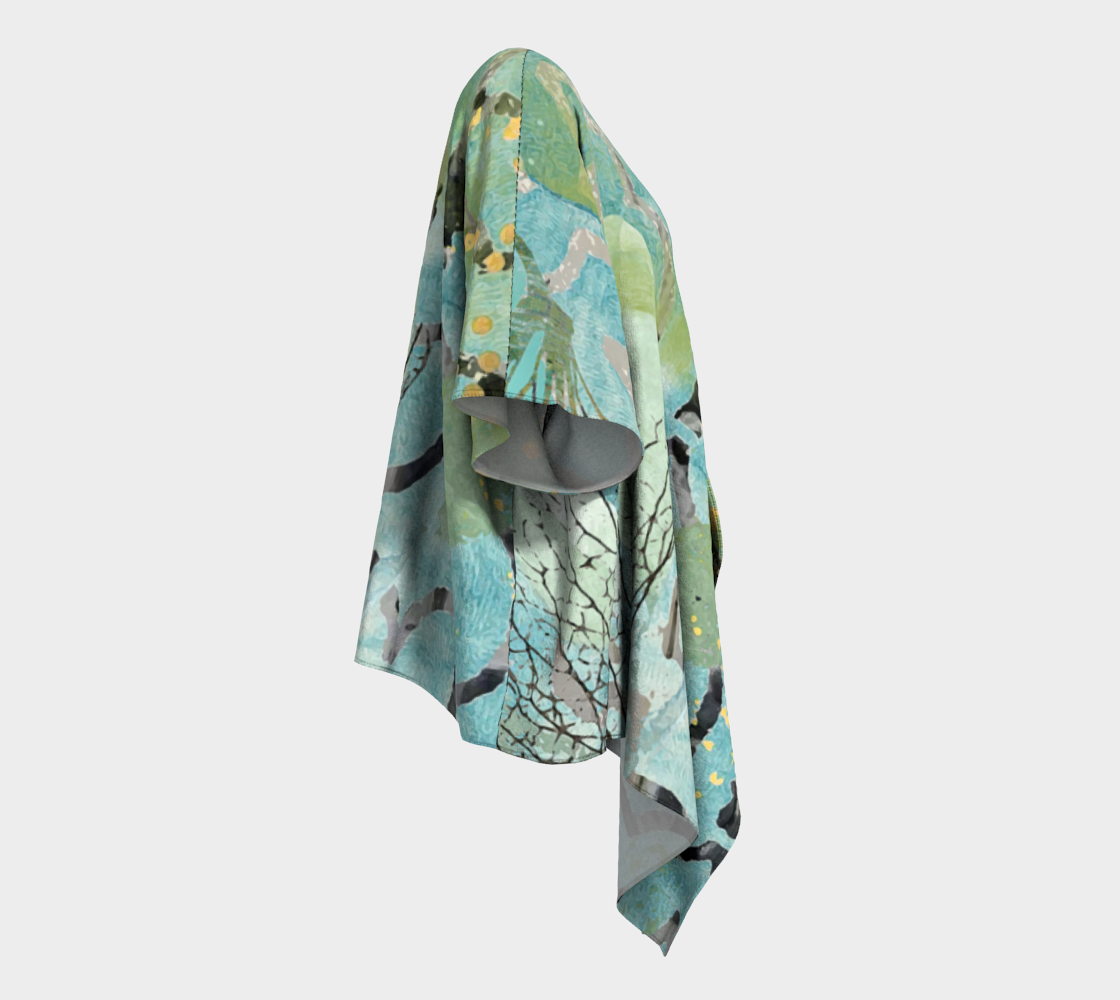 Teal Hydrangea Draped Kimono