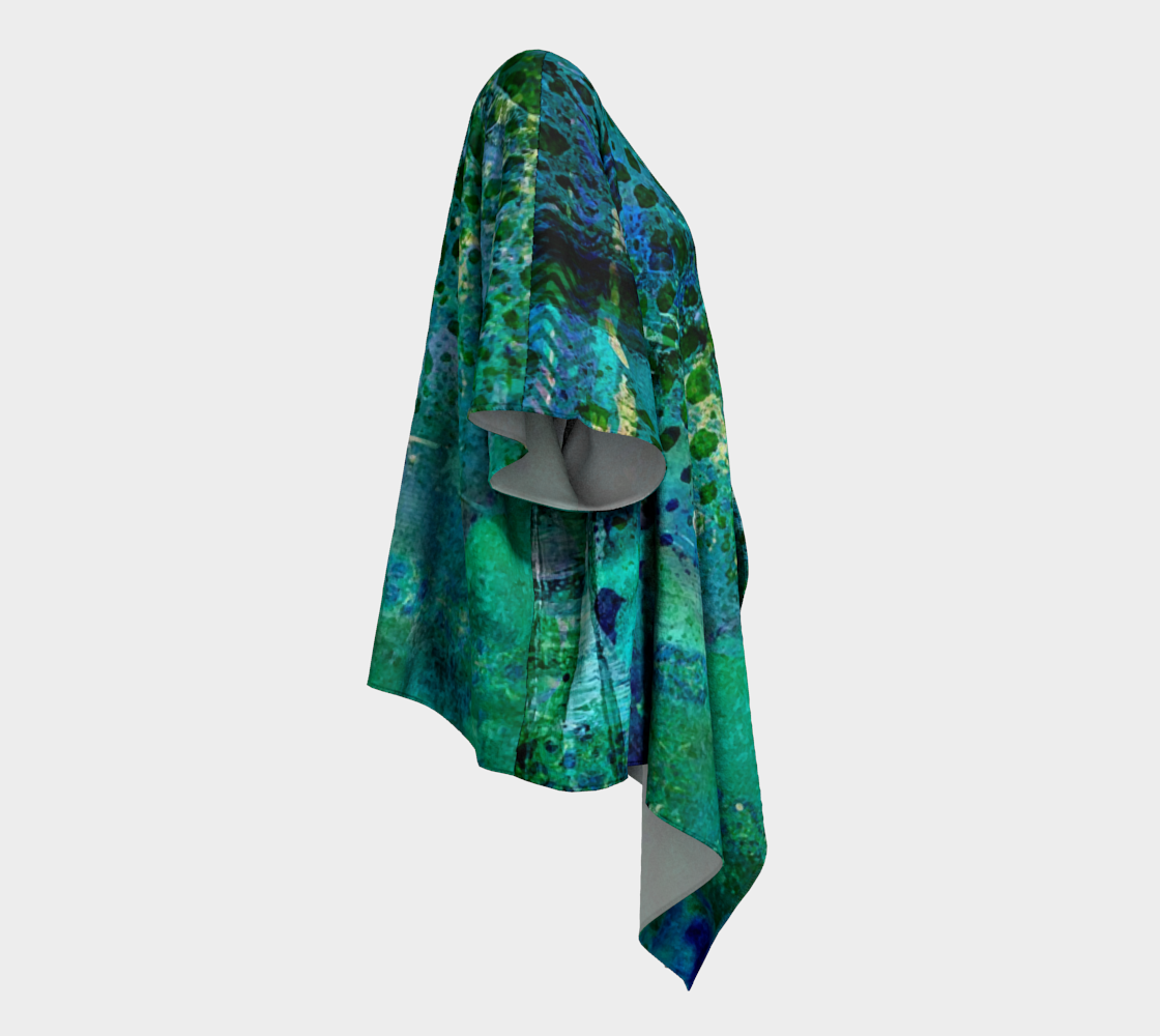 Teal Dissolve Draped Kimono