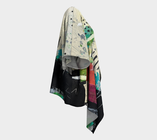 Grow Through - Abstract Art Draped Kimono Shawl