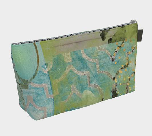 Teal Hydrangea Abstract Botanical - Lined Makeup Bag