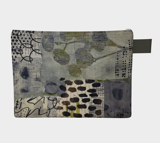 Grey Eucalyptus Botanical Collage - Lined Zipper Carry-all