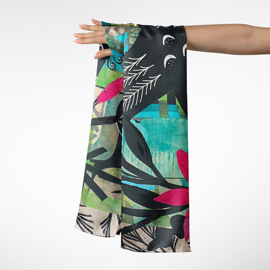 Pretty Bird Collage - Long Scarf