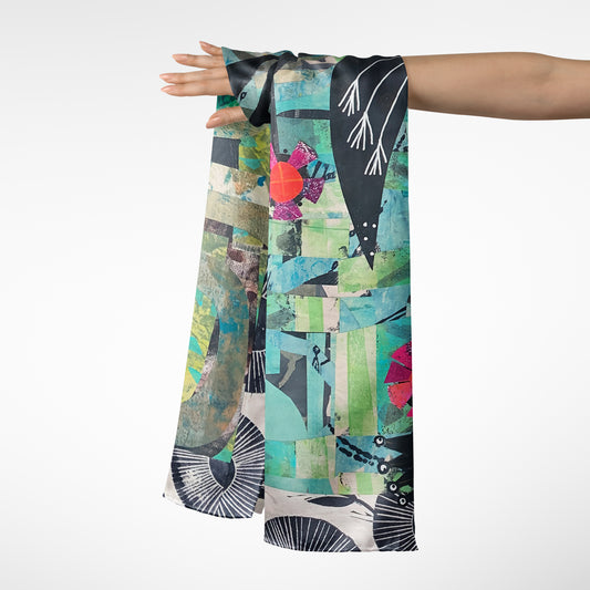 Winged Bird Collage - Long Scarf