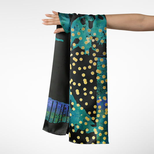 Teal Wildflower Botanical - Long Scarf