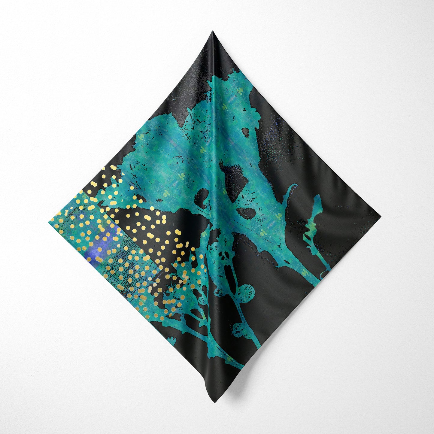 Teal Wildflower Square Scarf