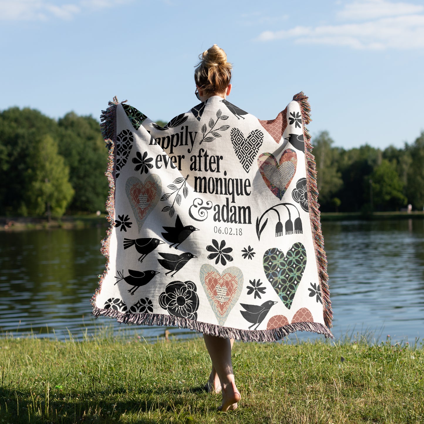 Personalized Woven Wedding Blanket | Heart Icons design by Museware creator Sheree Burlington