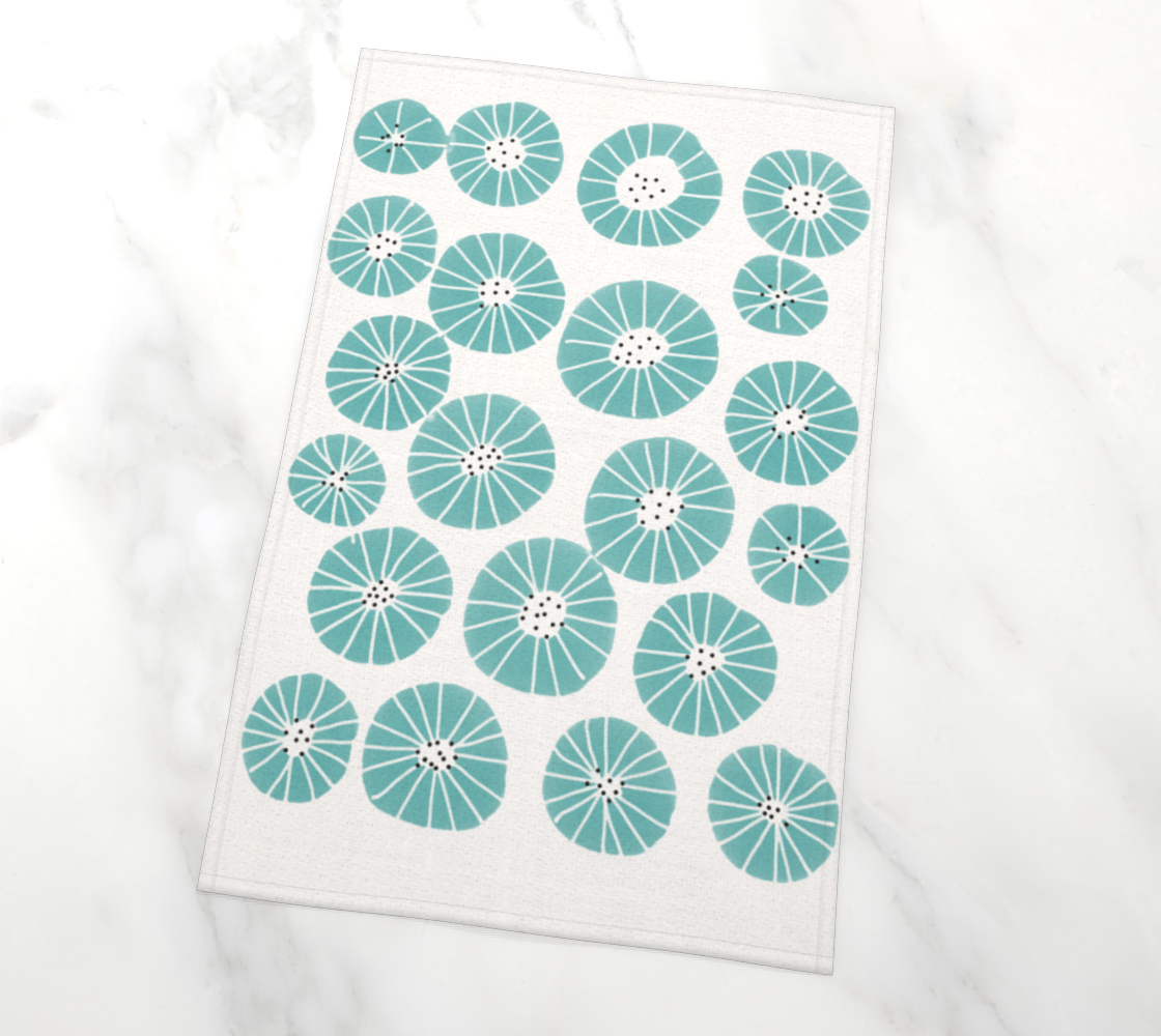 Teal Rounds Tea Towel
