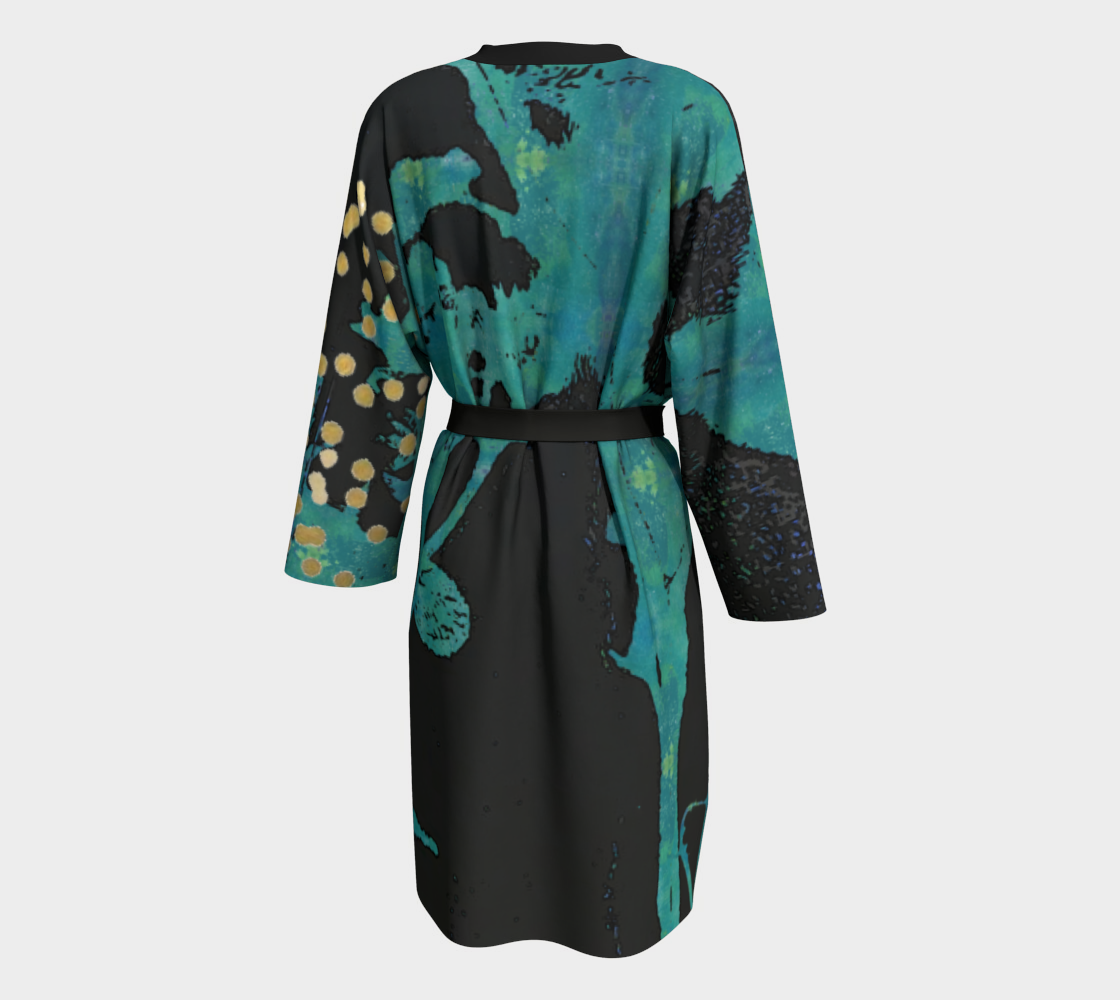 Teal Wildflower Peignoir Robe by Sheree Burlington