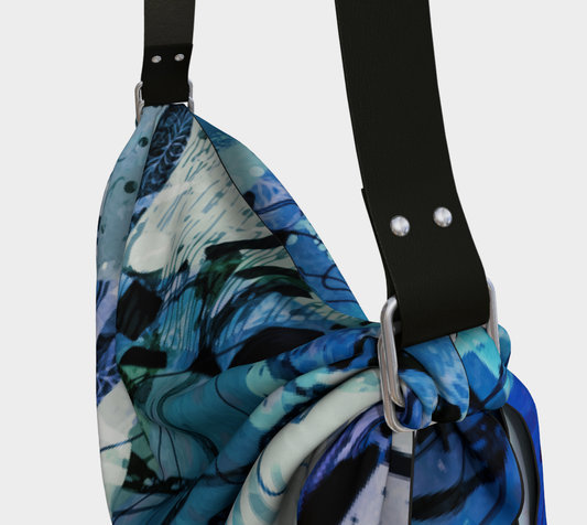 Blue Lagoon - Botanical Abstract Art Origami Tote Bag