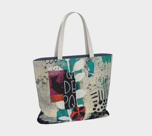 Dear Diary Abstract Art - Large Lined Tote Bag