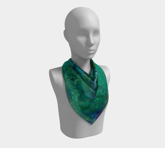 Teal Dissolve - Abstract Art Square Scarf