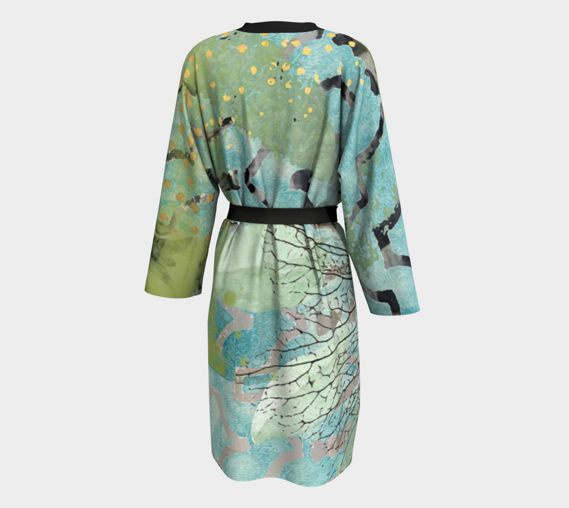 Teal Hydrangea Peignoir Robe by Sheree Burlington