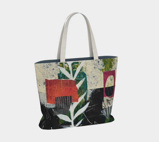 Planted Botanical Collage - Large Lined Tote Bag