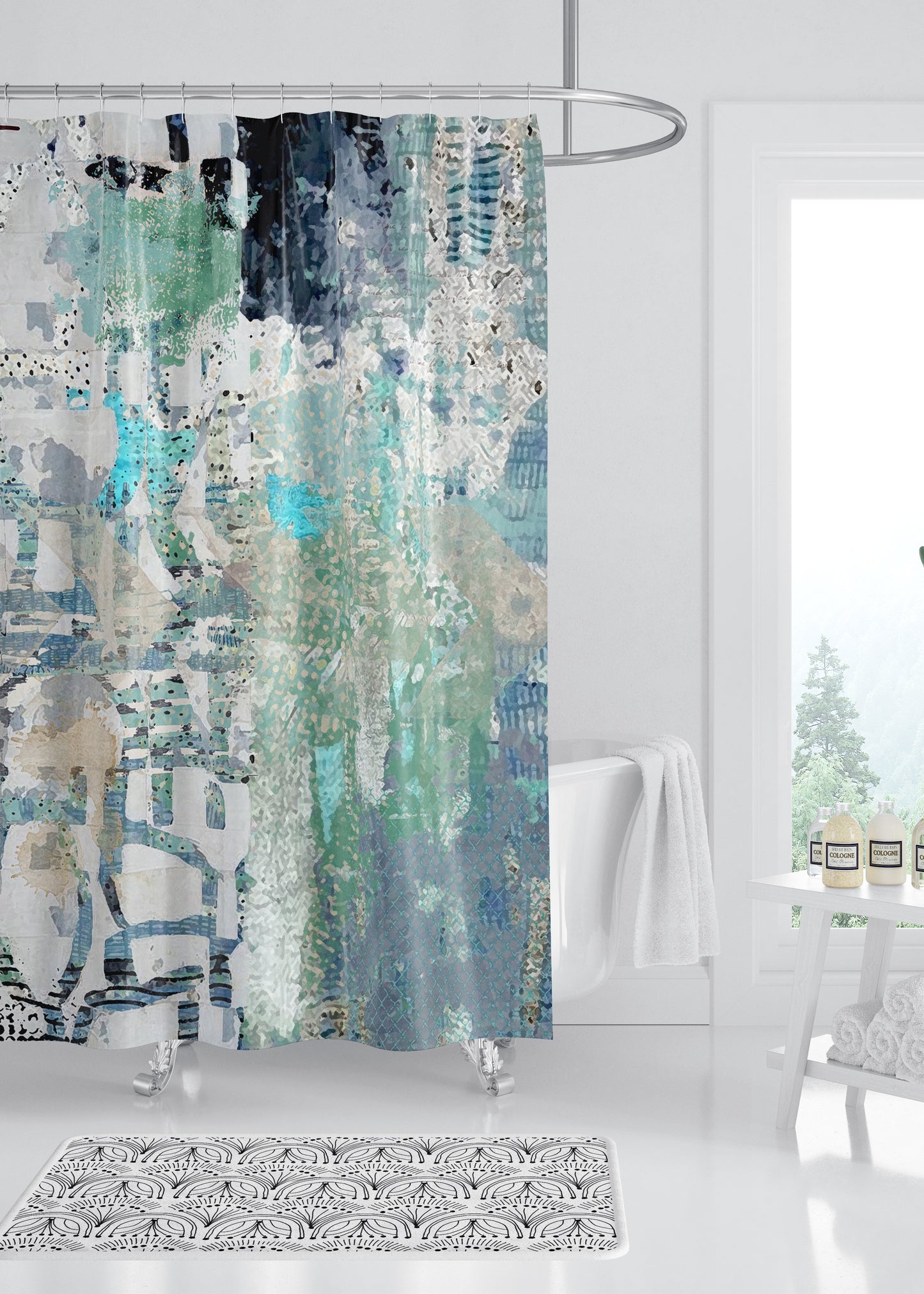 Blue on Blue Designer Shower Curtain