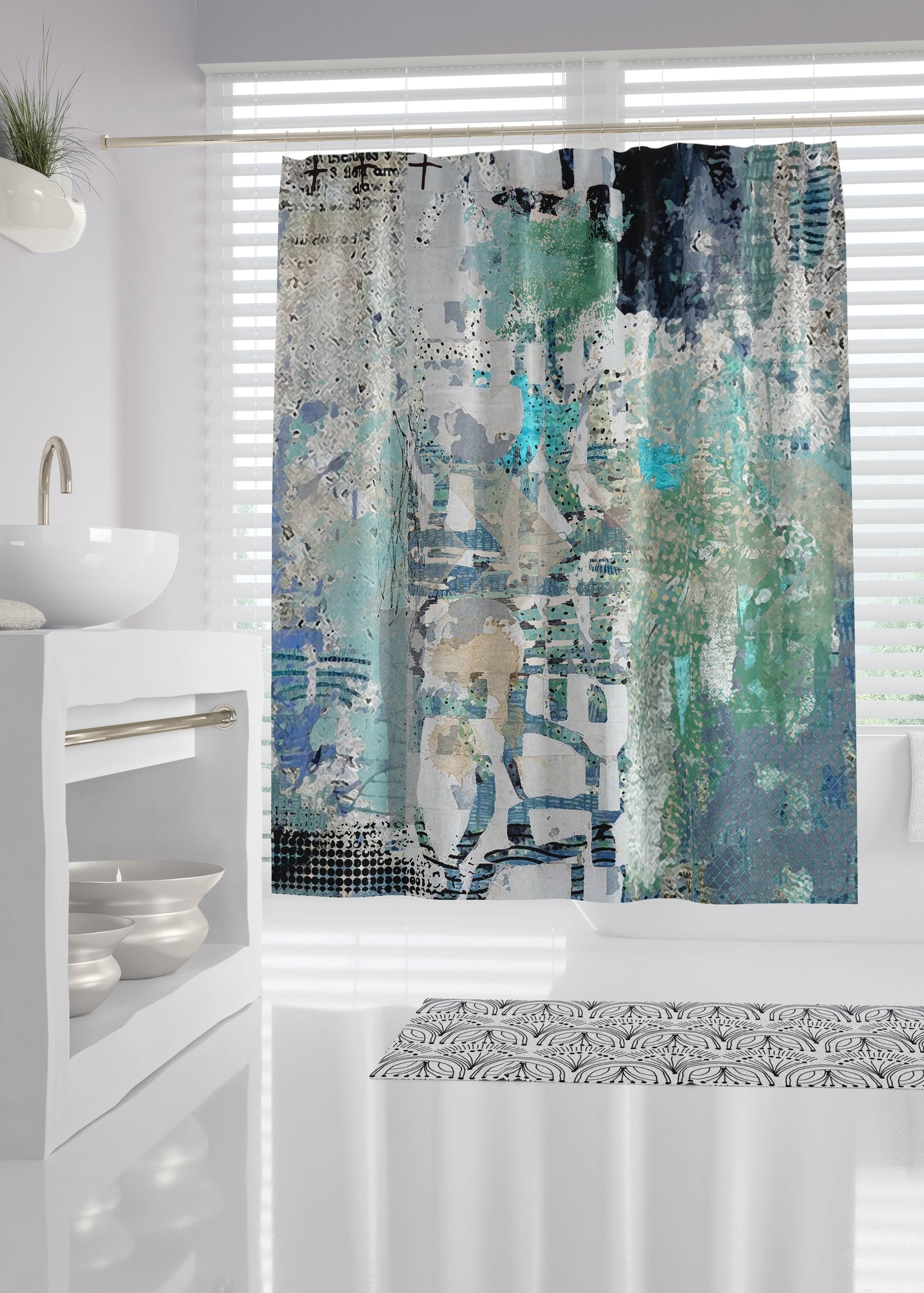 Blue on Blue Designer Shower Curtain