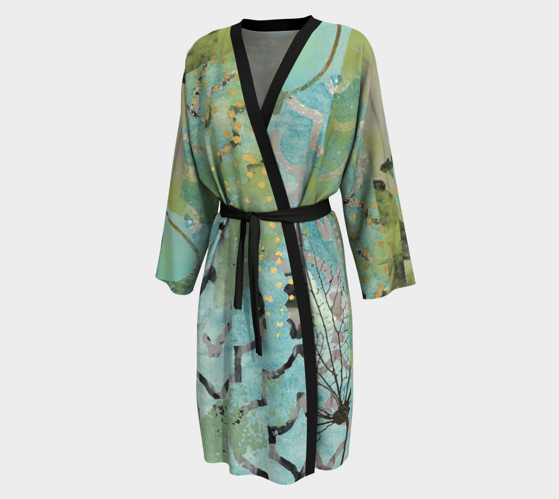 Teal Hydrangea Peignoir Robe by Sheree Burlington
