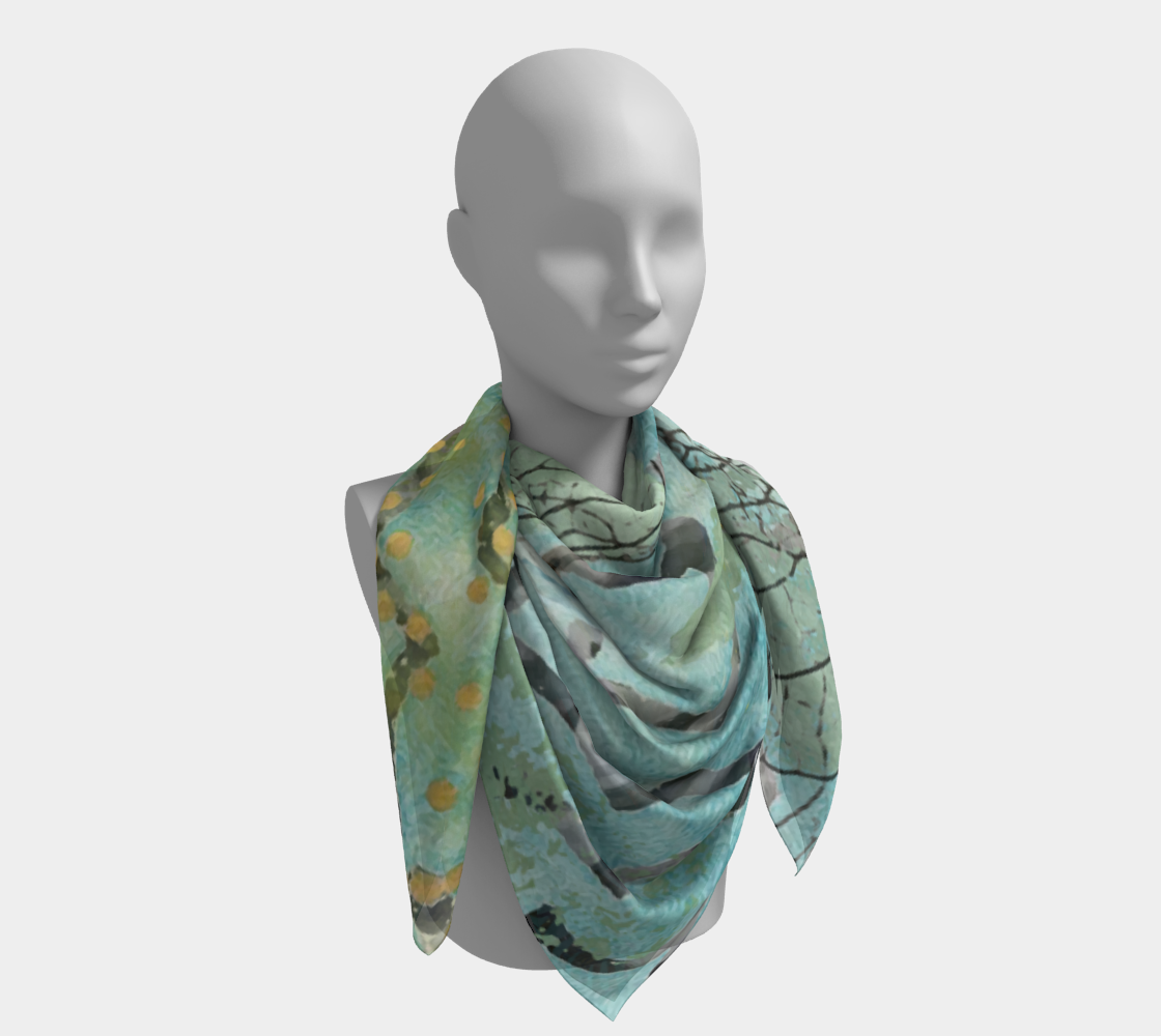 Teal Hydrangea Square Scarf