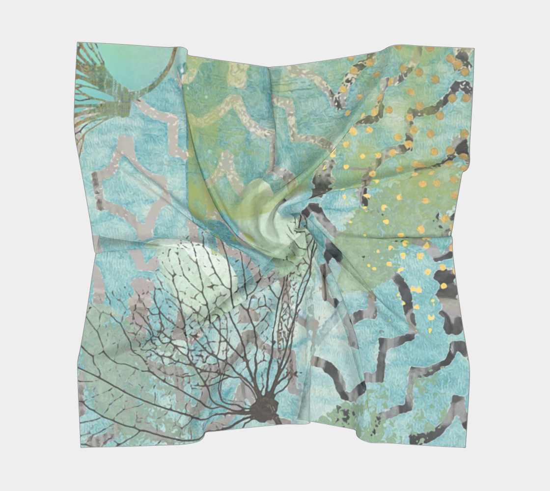 Teal Hydrangea Square Scarf