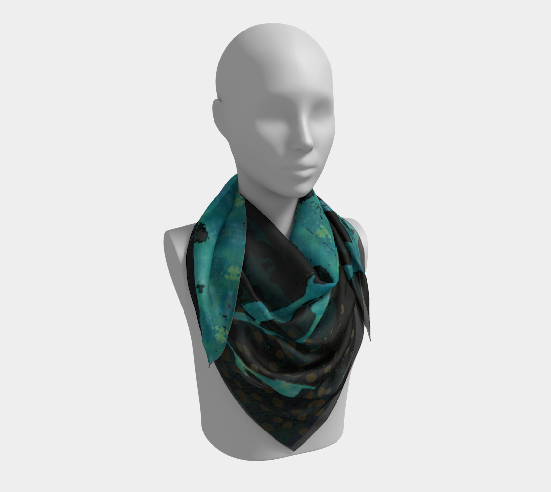 Teal Wildflower Square Scarf
