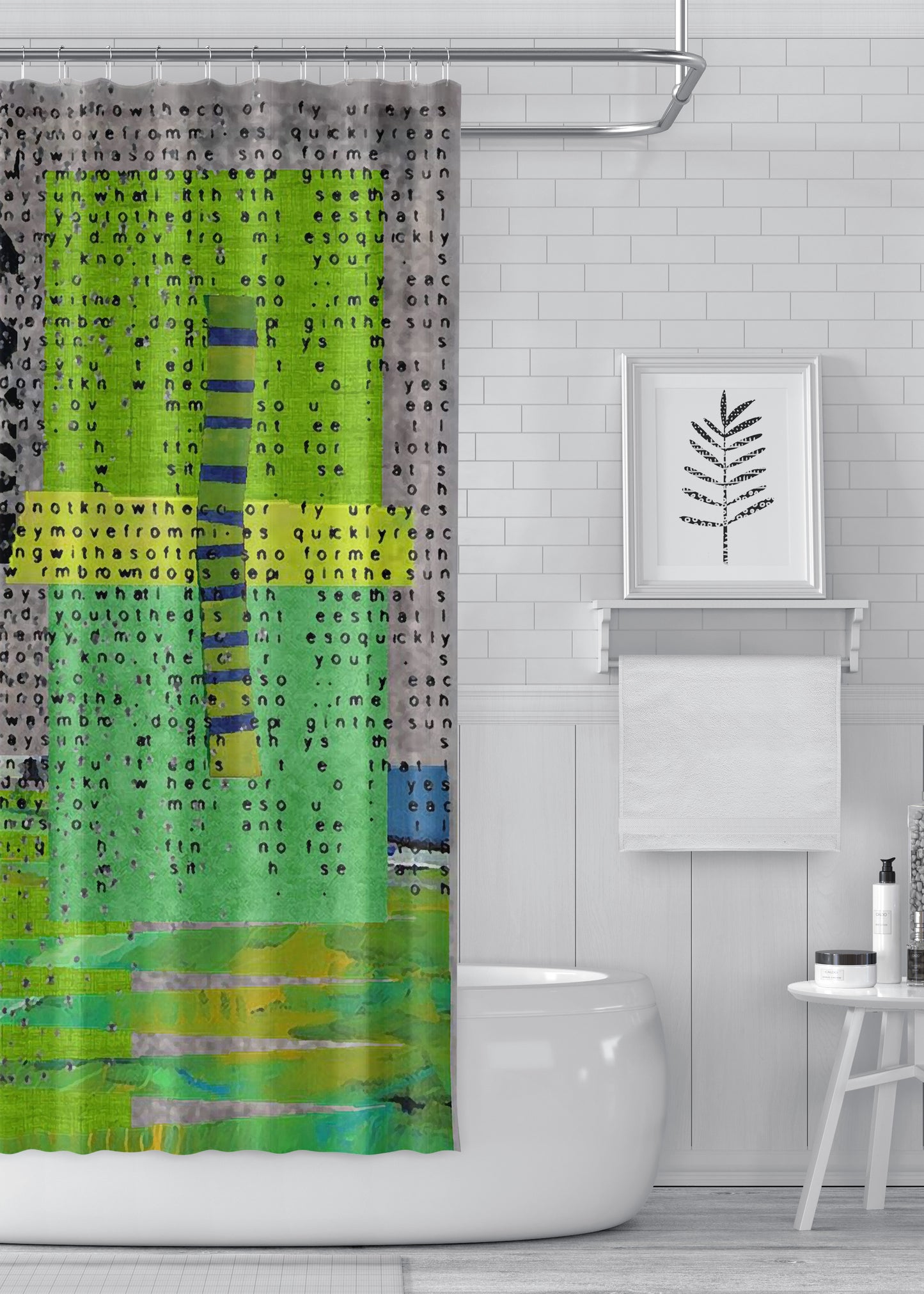 Gray Green Designer Shower Curtain