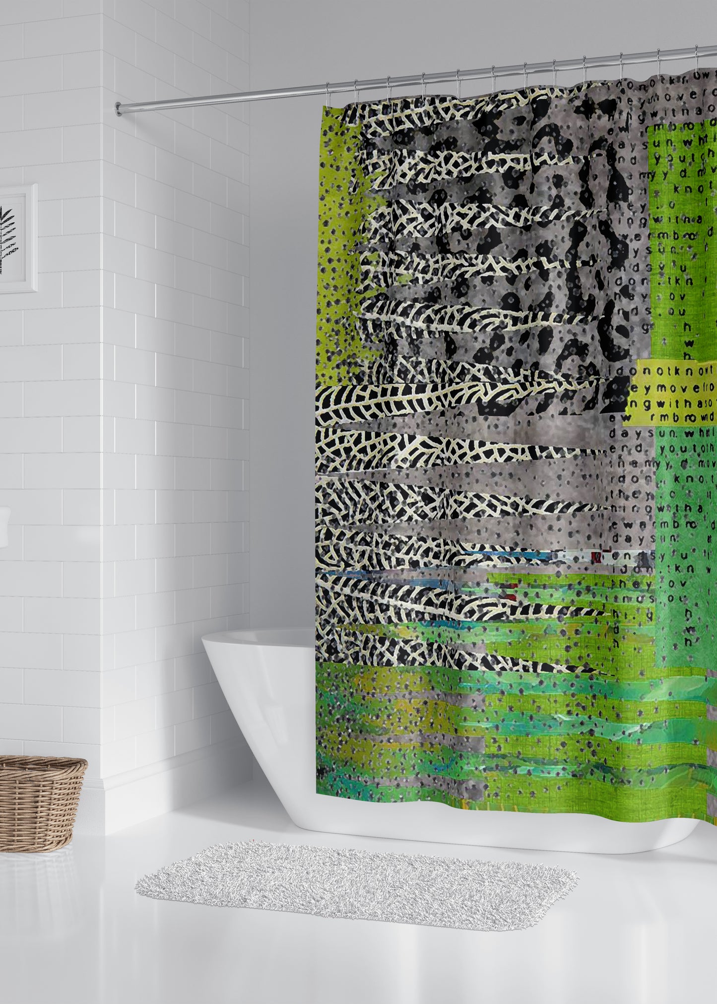 Gray Green Designer Shower Curtain