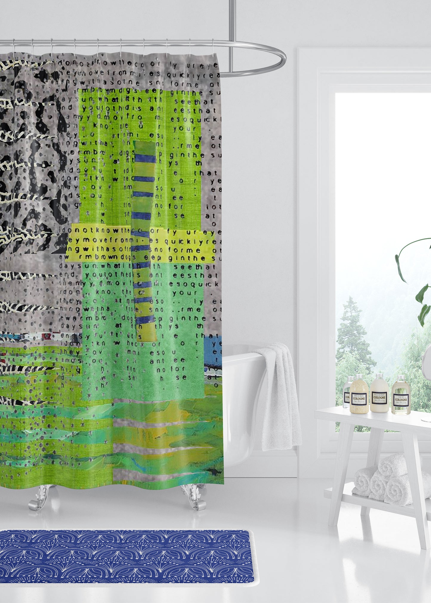 Gray Green Designer Shower Curtain