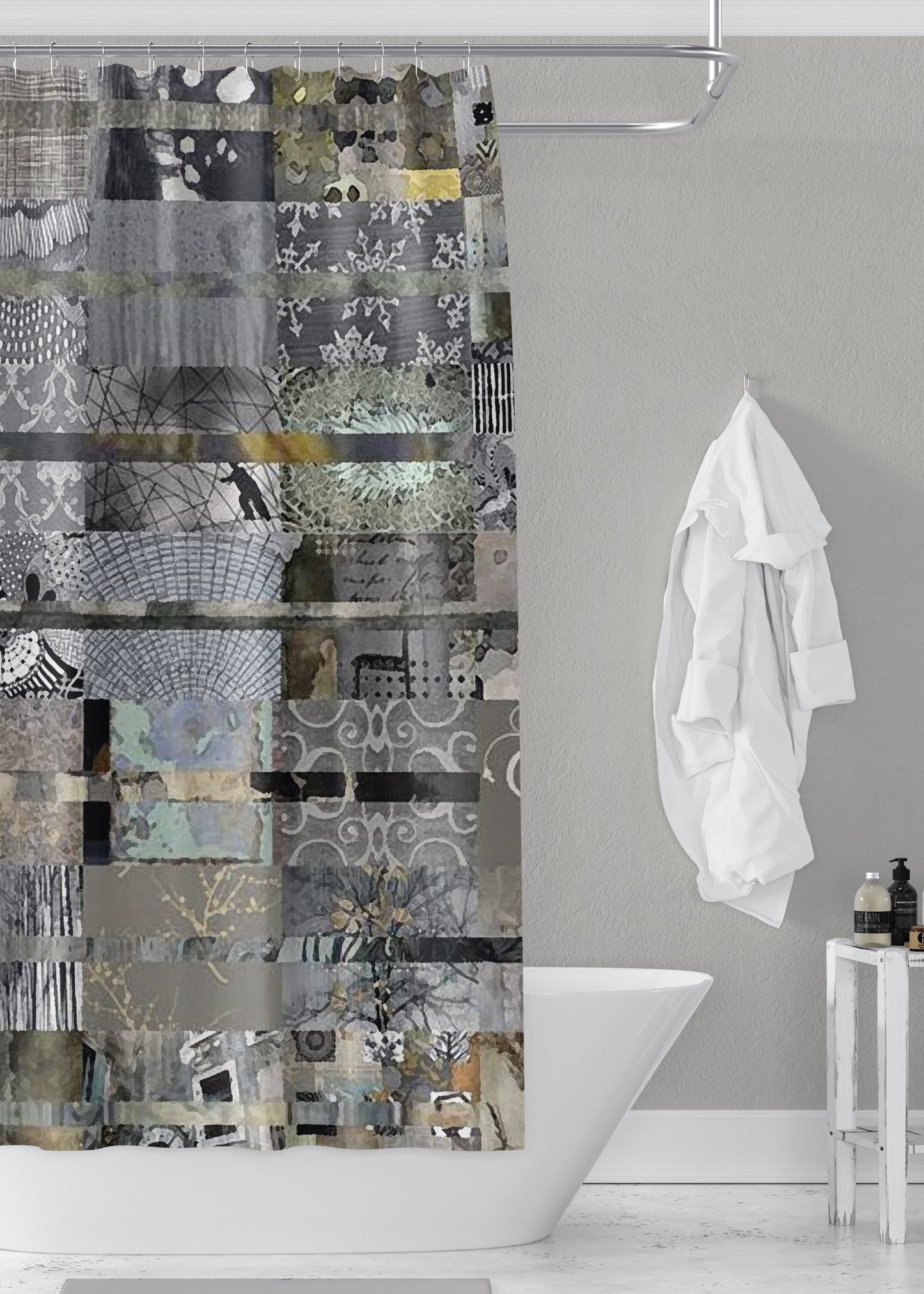 Gray Quilt Designer Shower Curtain