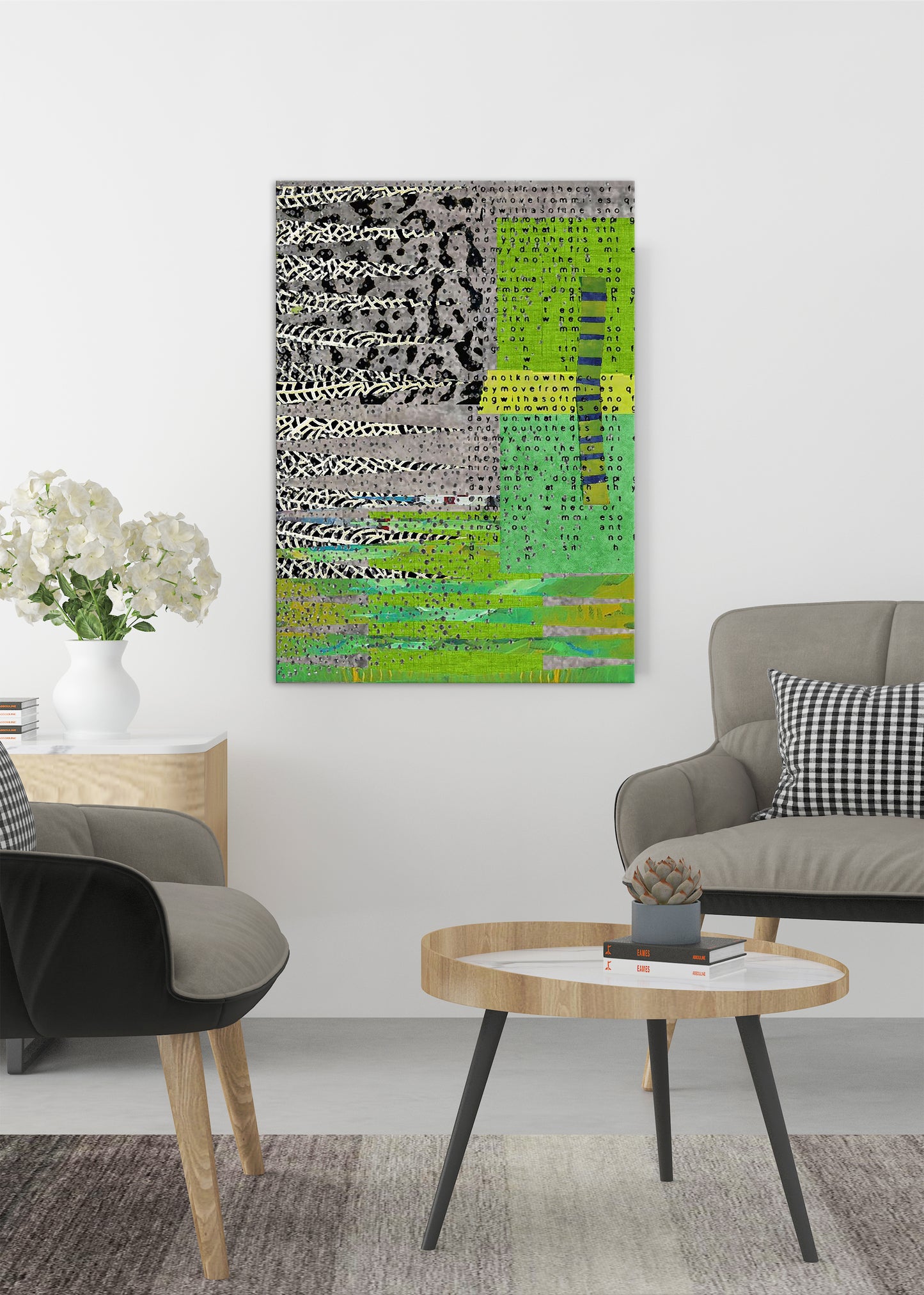 Grey Green Abstract Art by Sheree Burlington