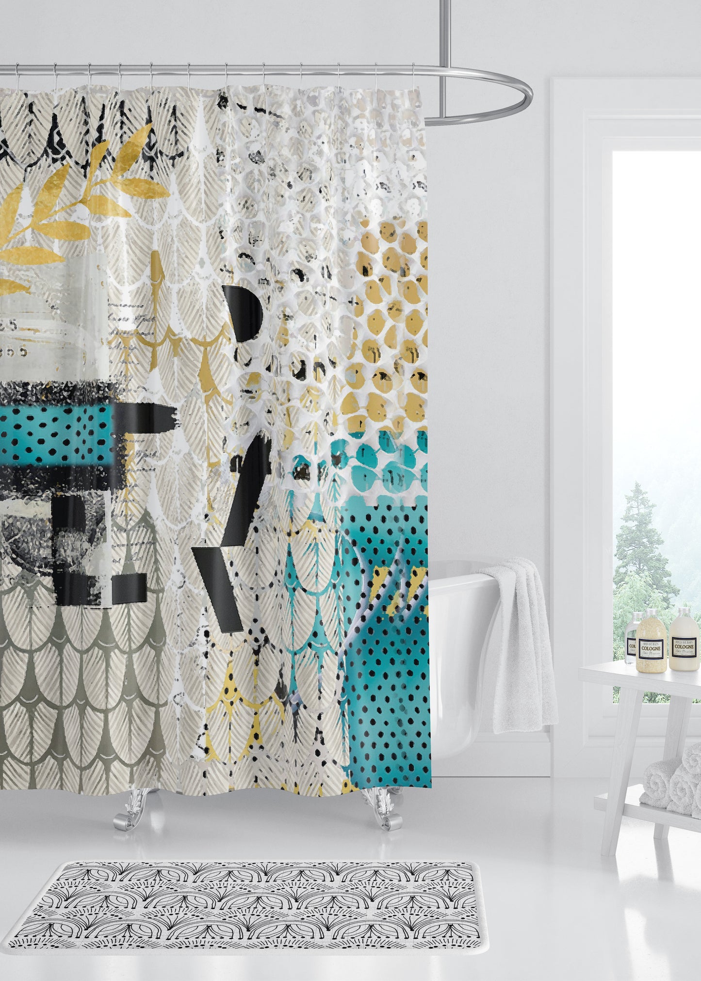 Hello Designer Fabric Shower Curtain by Sheree Burlington
