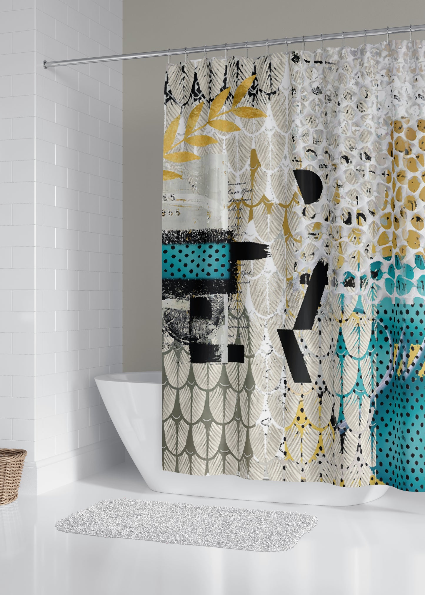 Hello Designer Fabric Shower Curtain by Sheree Burlington