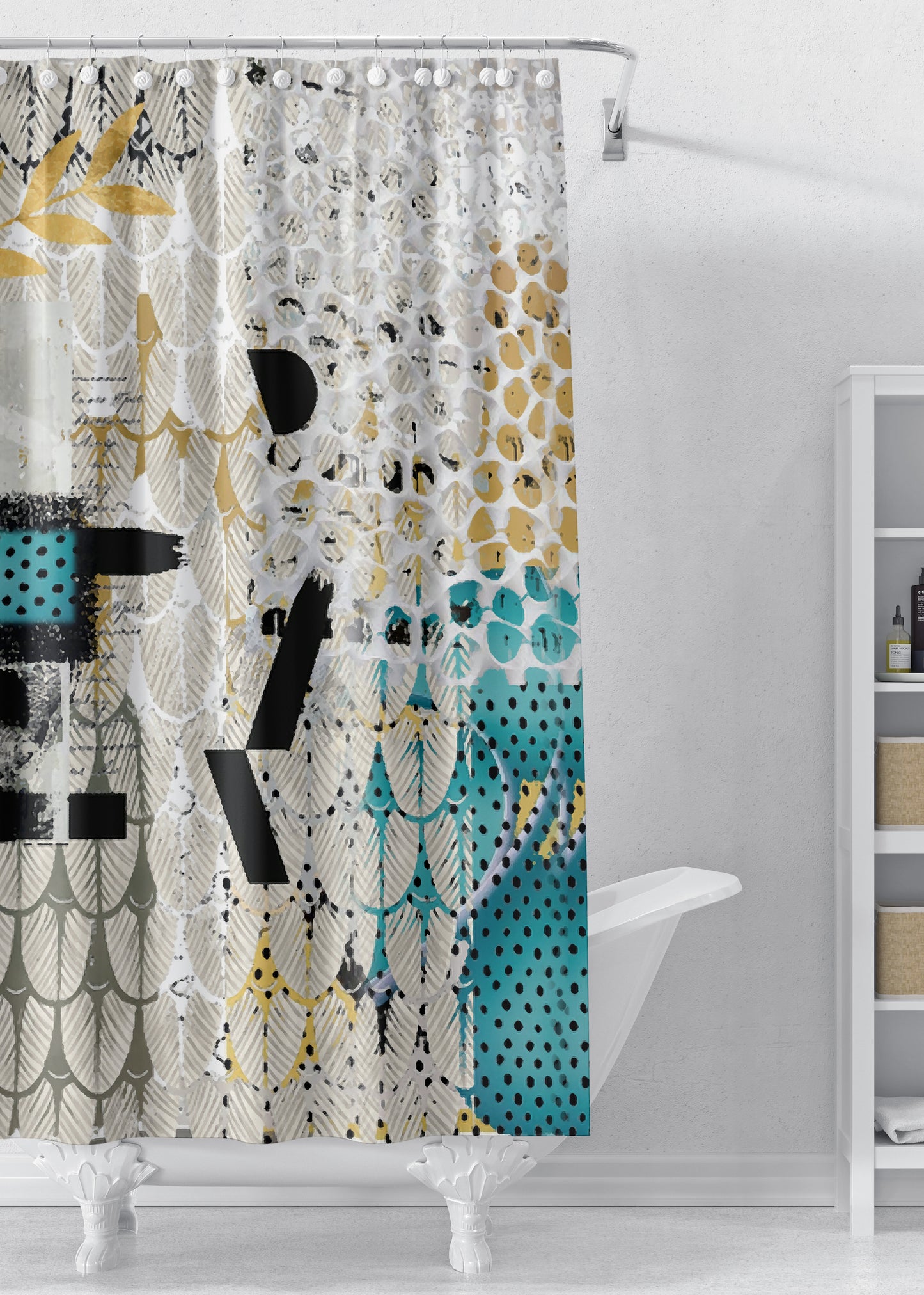 Hello Designer Fabric Shower Curtain by Sheree Burlington