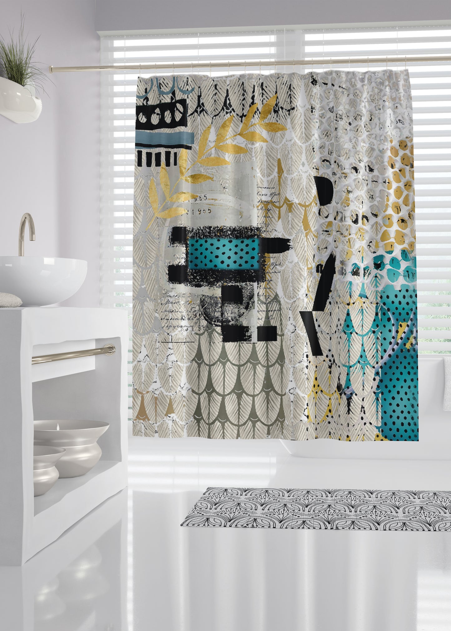 Hello Designer Fabric Shower Curtain by Sheree Burlington