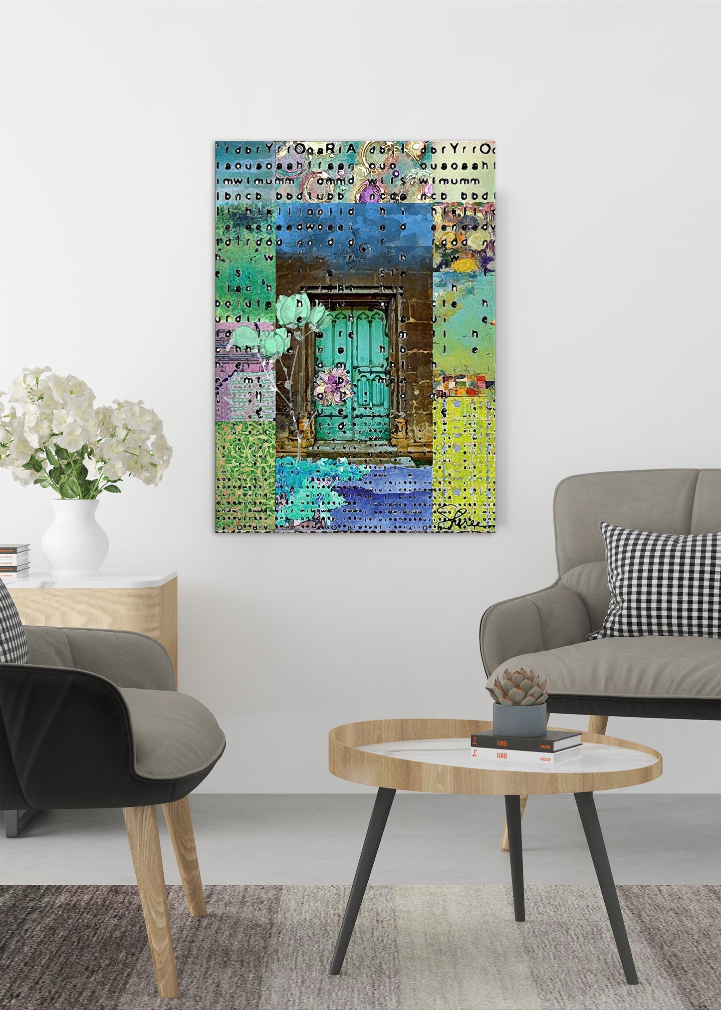 Teal Door Abstract Art by Sheree Burlington