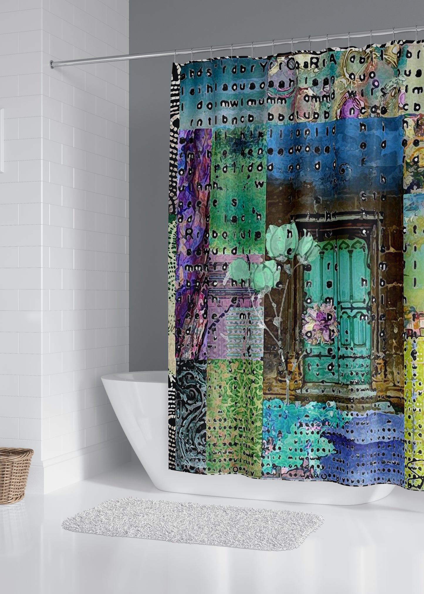 Teal Door Designer Shower Curtain