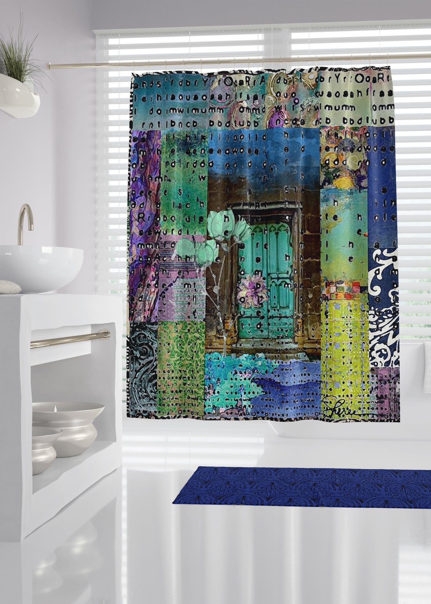 Teal Door Designer Shower Curtain