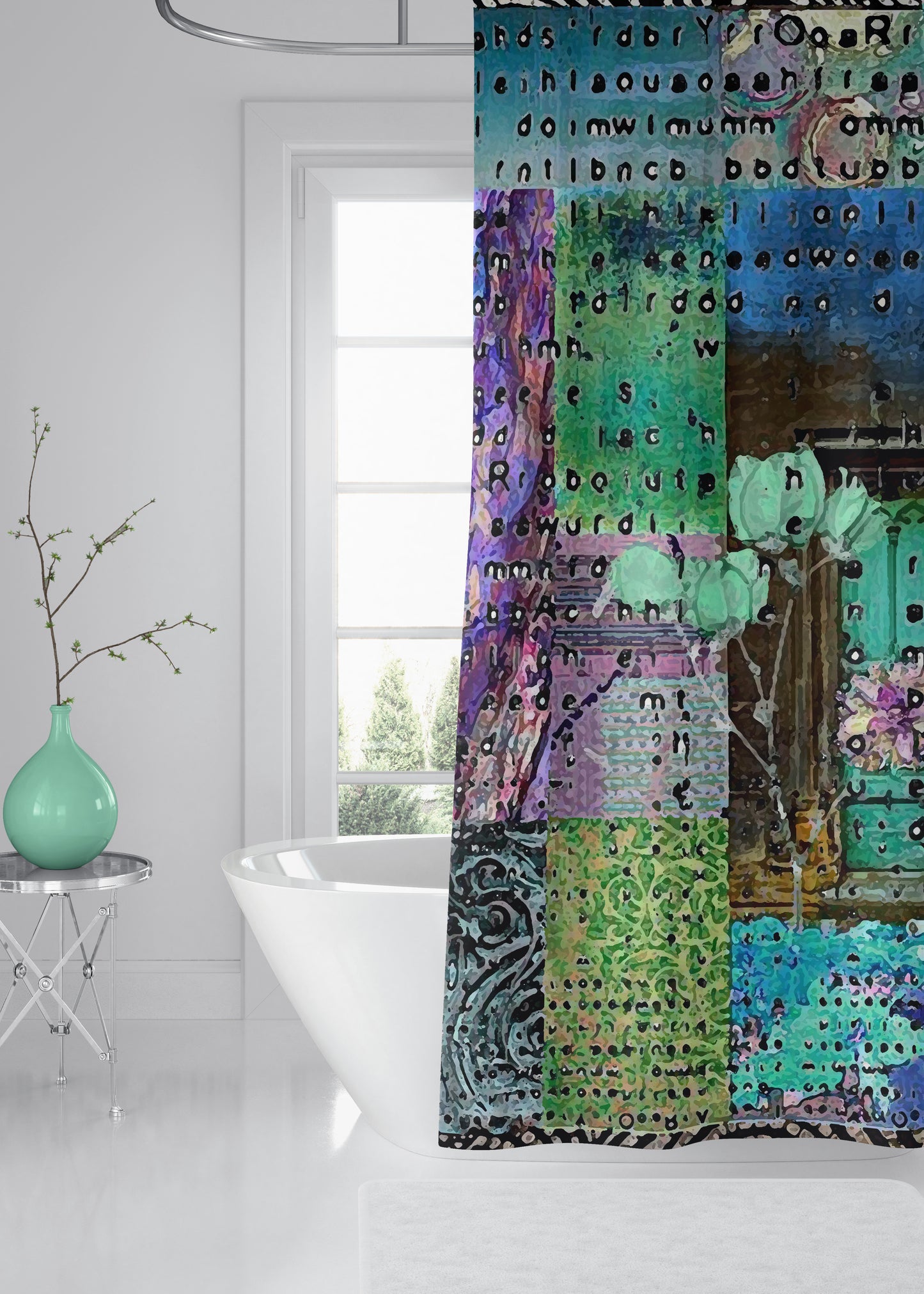 Teal Door Designer Shower Curtain
