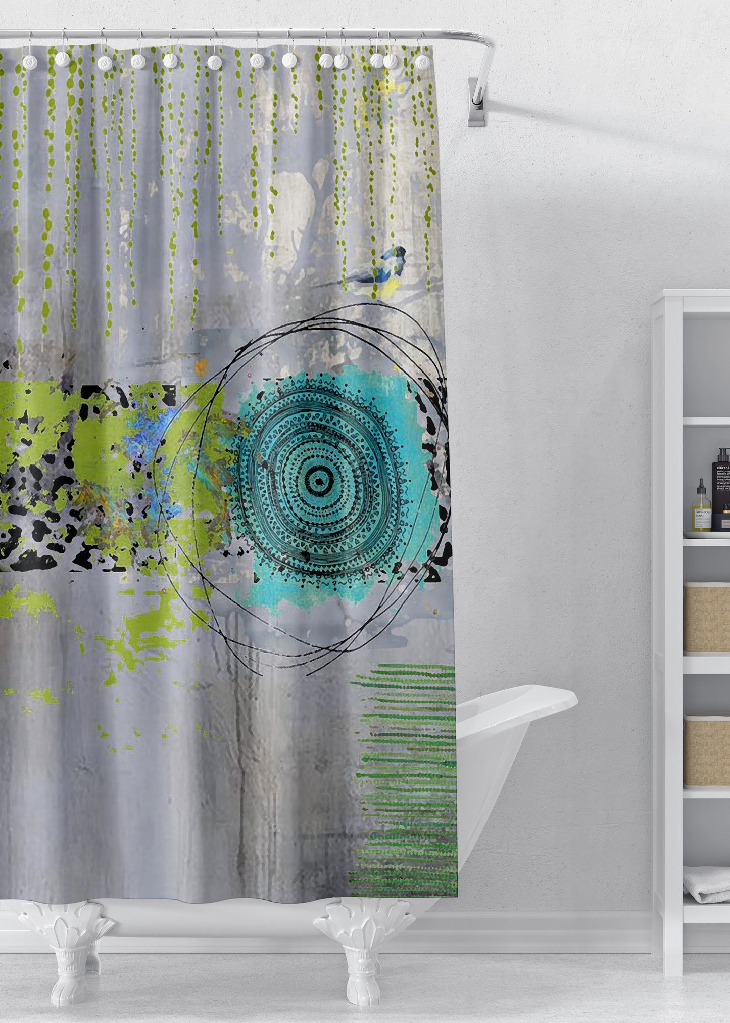 Teal Round Designer Shower Curtain by Sheree Burlington