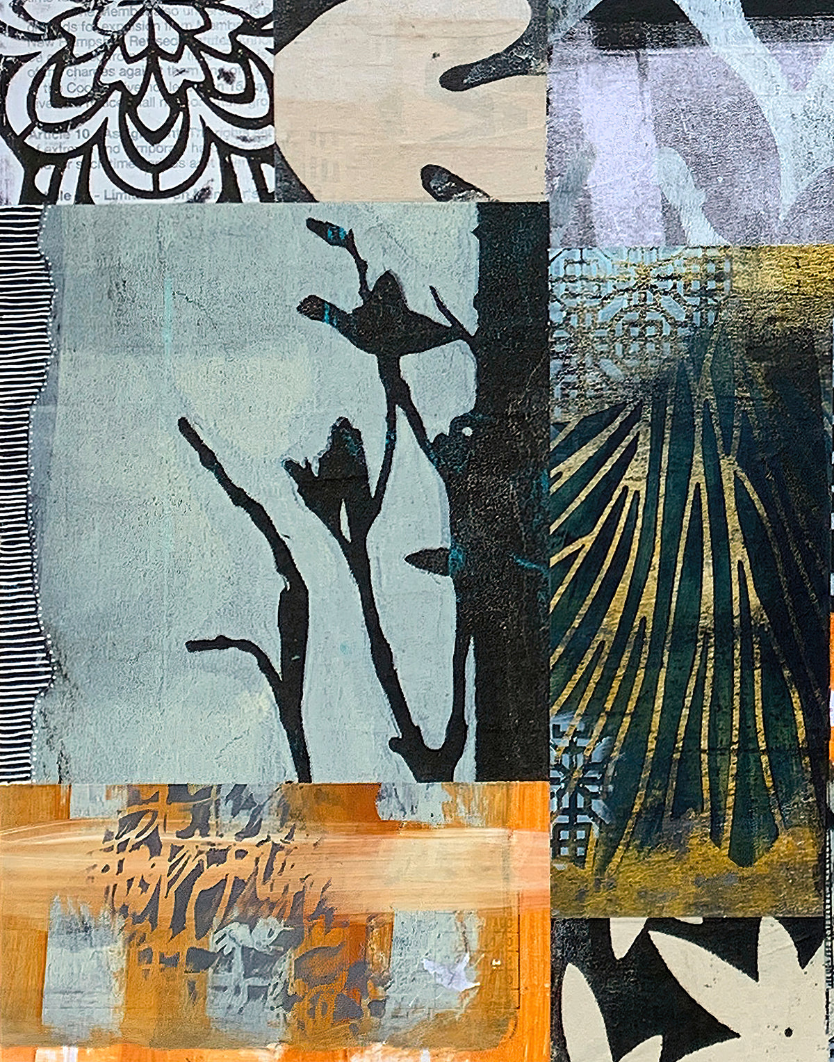 Autumn Path 1 | Neutral Botanical Art Print | Original Collage