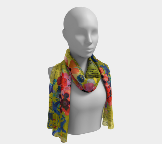 Olive Blooms Long Scarf