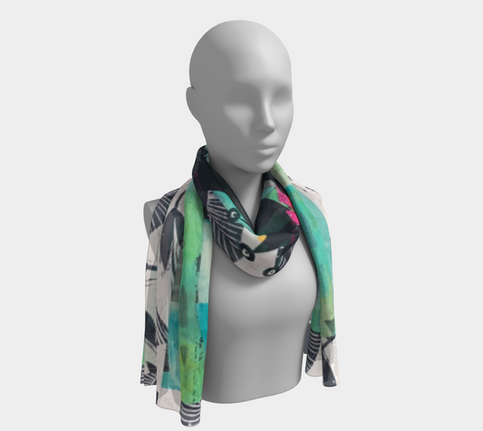 Winged Bird Collage - Long Scarf