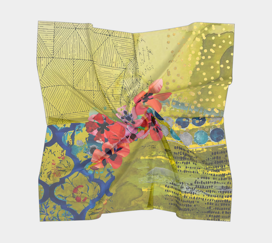 Olive Blooms Square Scarf