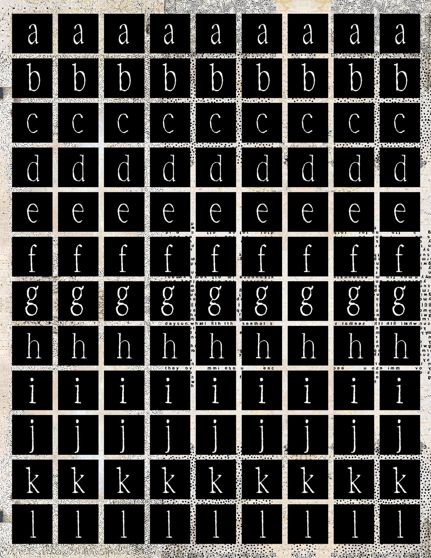 Black & White Hand-Sketched Alphabet Collage Papers - 12 Page Printable Download