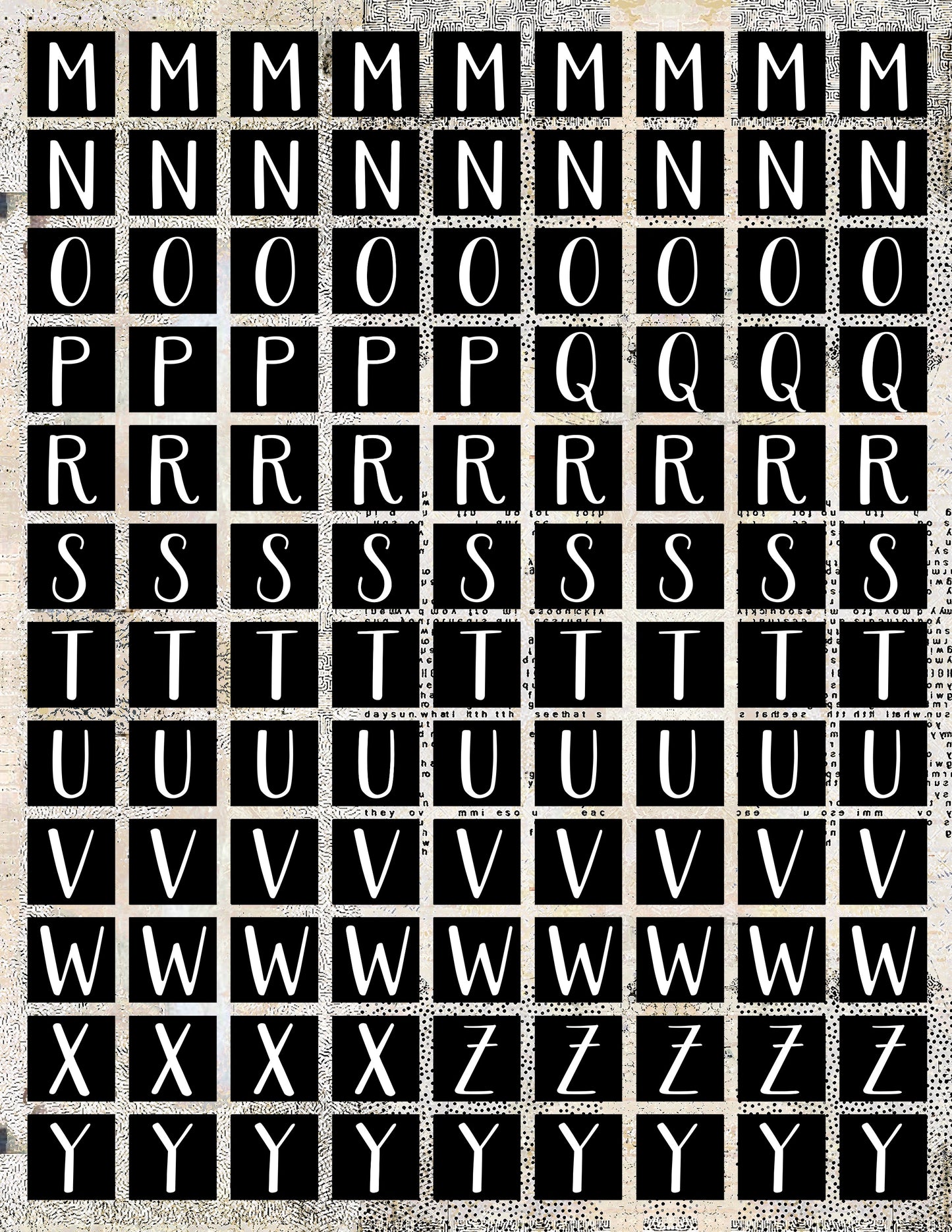 Black & White Hand-Sketched Alphabet Collage Papers - 12 Page Printable Download