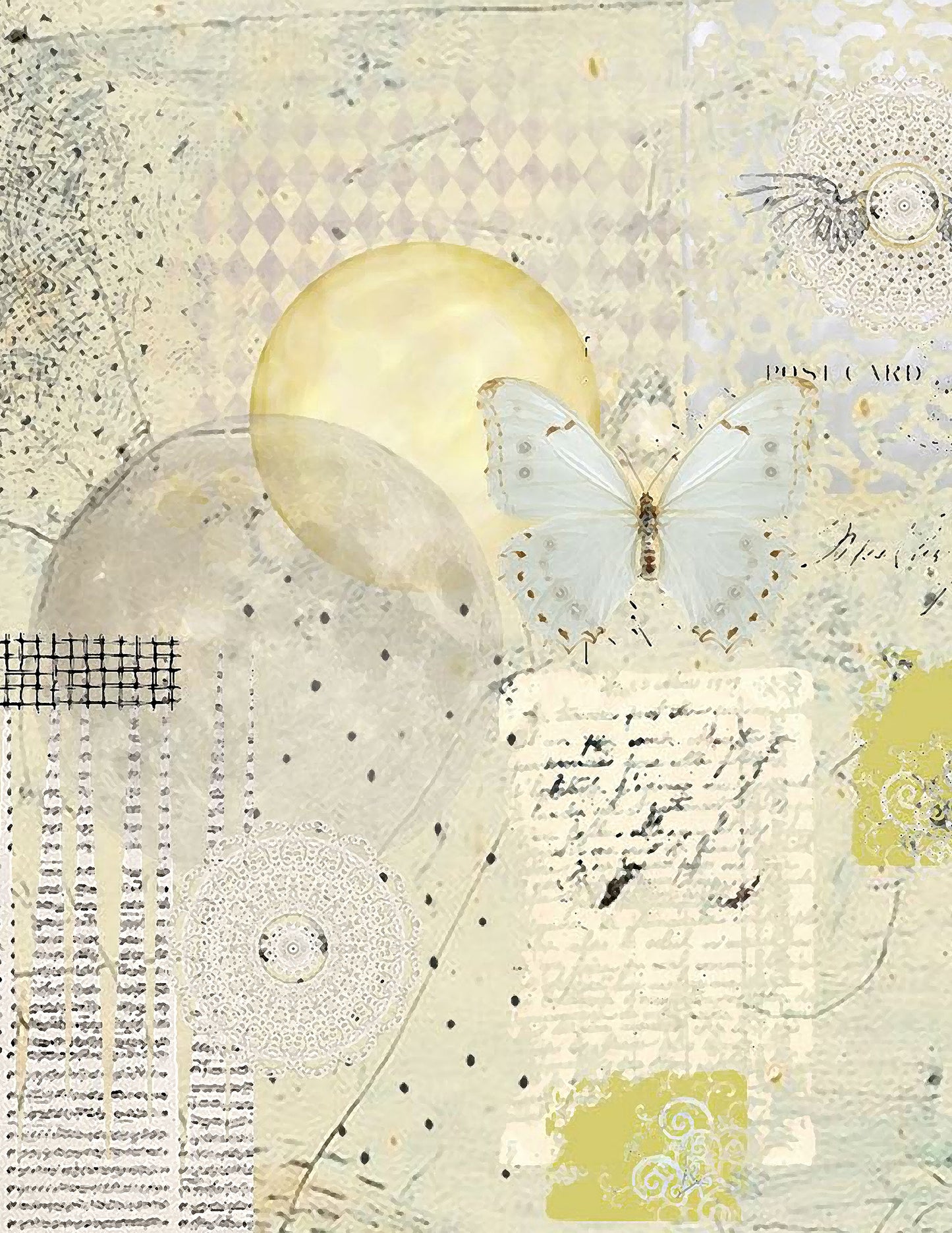 yellow and gold collage with butterfly